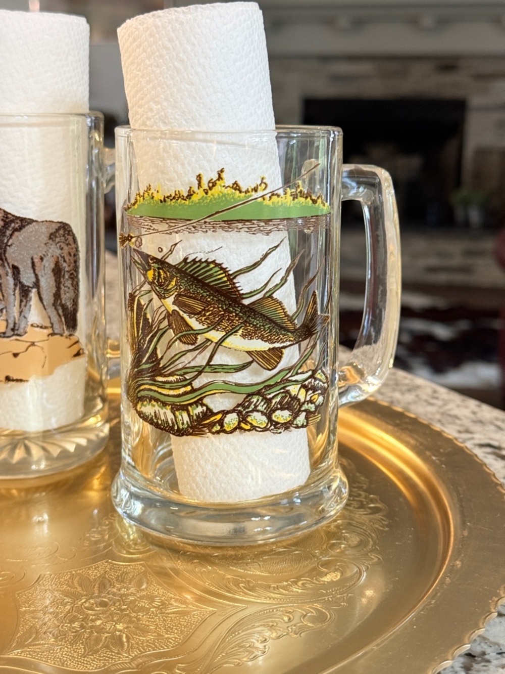 Vintage Schmidt Collector Series Glass Beer Mugs and Gold Tray - Picture 5 of 14